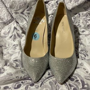 Nine west silver sparkly heels